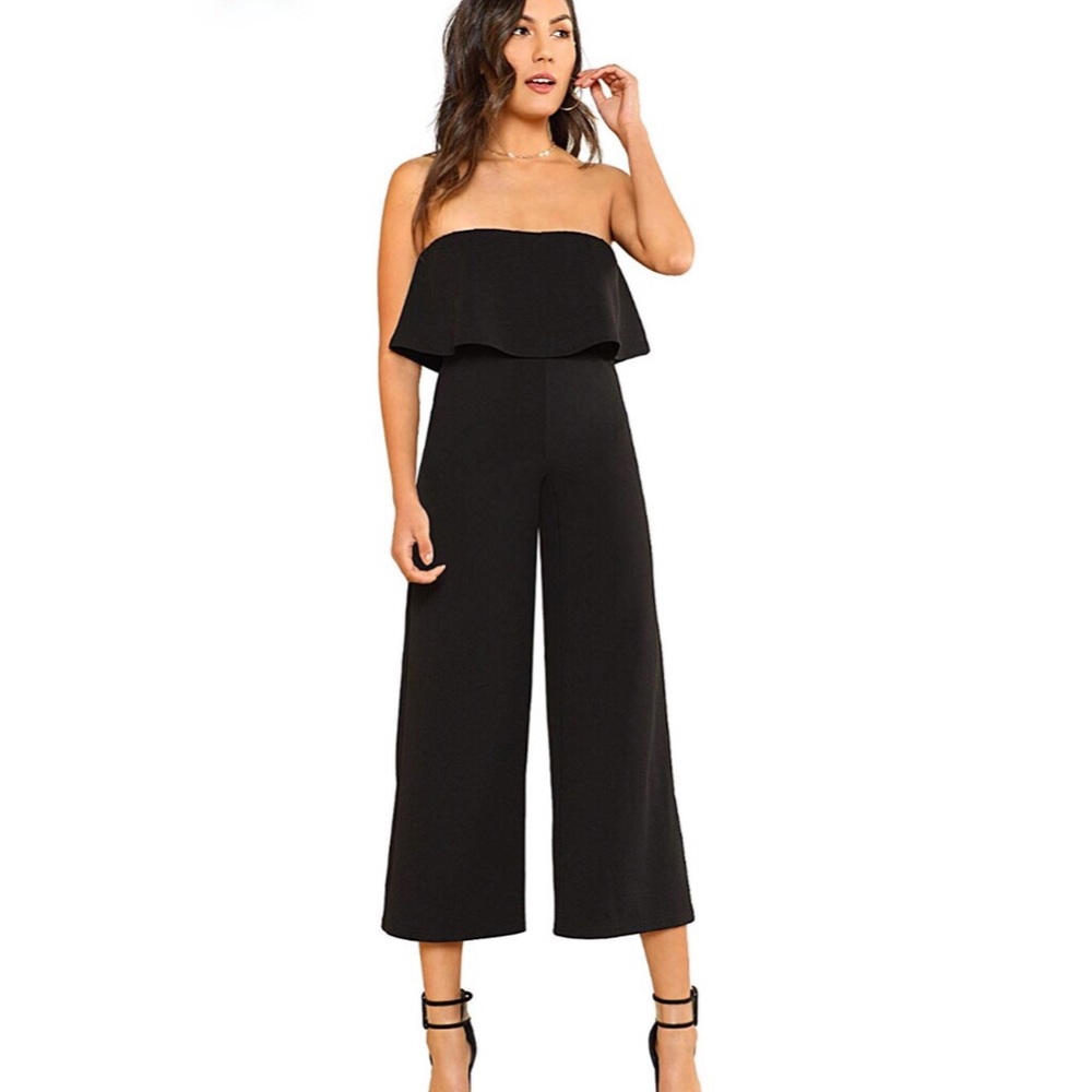 Strapless tube top jumpsuit